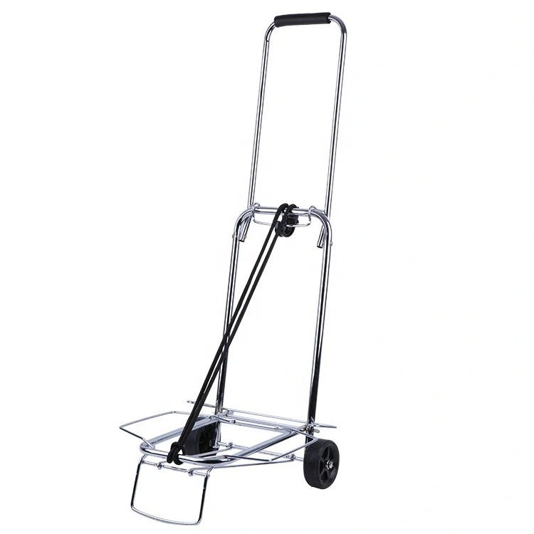 Chariot à bagages pliable en métal chromé