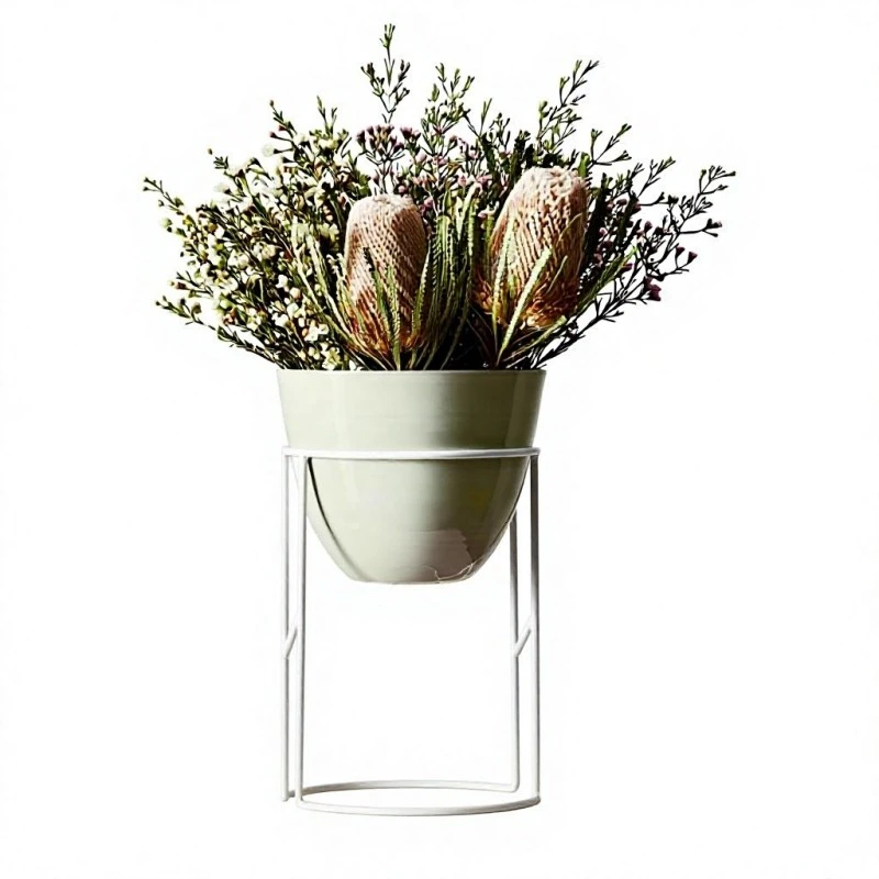 Support de fleurs extérieur en fer cylindrique