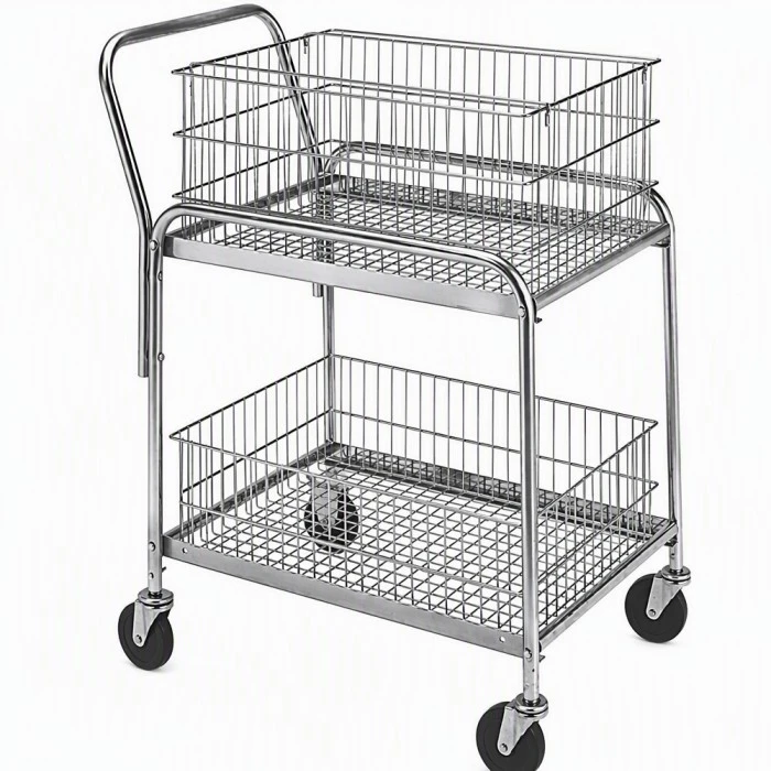 Chariot de livraison de courrier de bureau à panier en fil roulant
