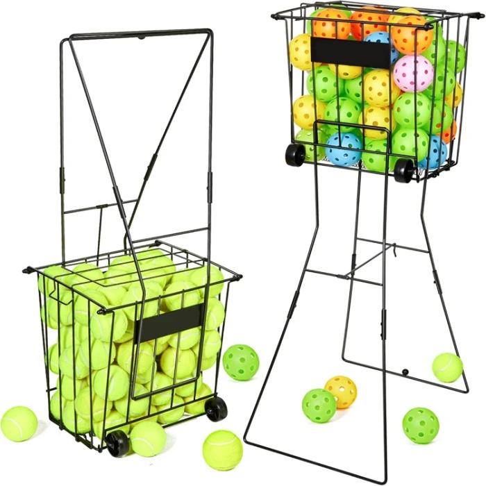 Panier à trémie pour balles de tennis